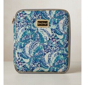 Lilly Pulitzer Agenda Folio Wave after Wave Gold Plate Logo Full Zip Around NWOT
